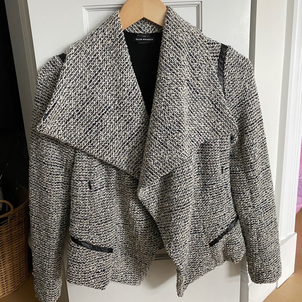 Textured Club Monaco Jacket with Leather Piping